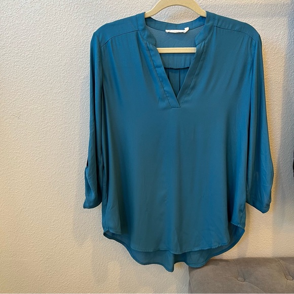 Lush Tops - LUSH Deep V Split Neck Blouse